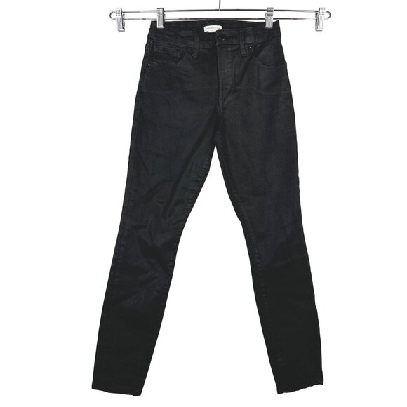 Good American  Good Legs High-Rise Coated Skinny Jeans black cropped sz 28 - Picture 1 of 9
